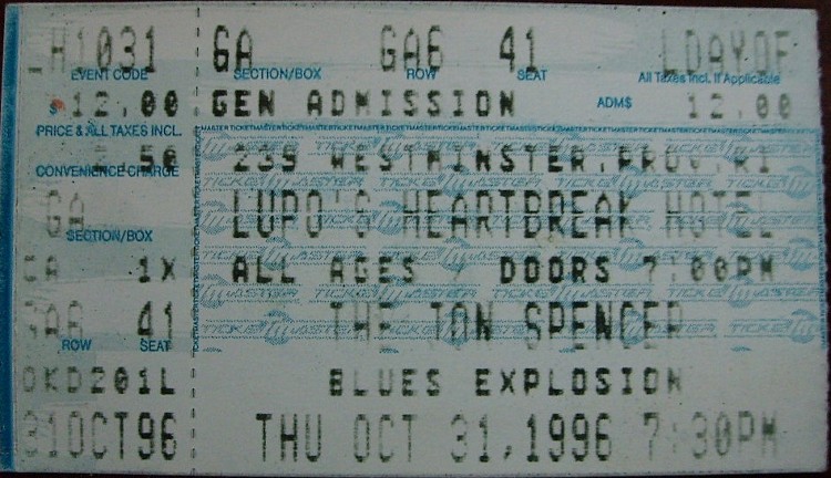 The Jon Spencer Blues Explosion - Lupo's Heartbreak Hotel, Providence, Rhode Island, US (31 October 1996)