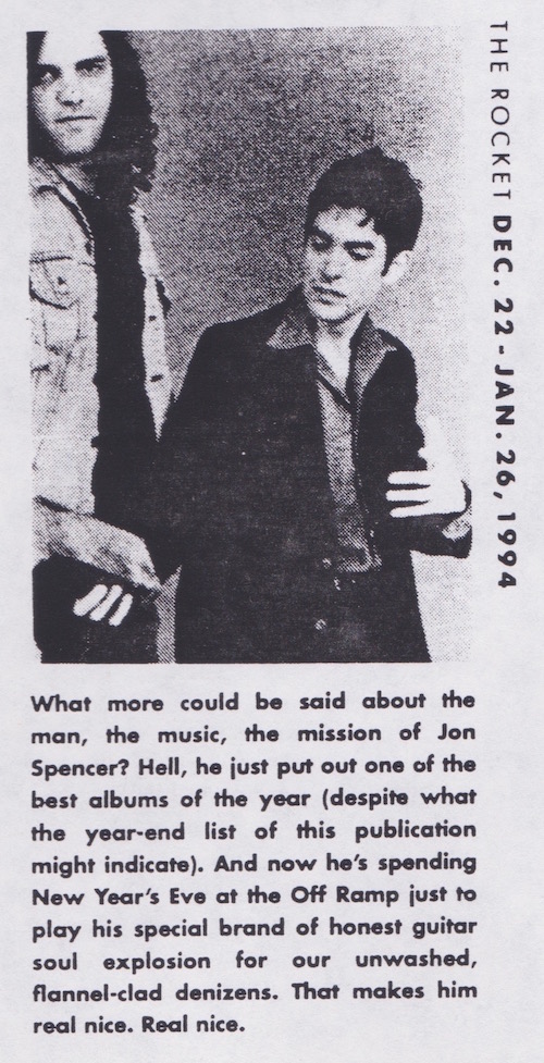 The Jon Spencer Blues Explosion - Off Ramp, Seattle, WA, US (31 December 1993)