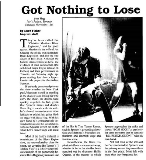Boss Hog - Lee's Palace, Toronto, ON, Canada (11 November 1995)