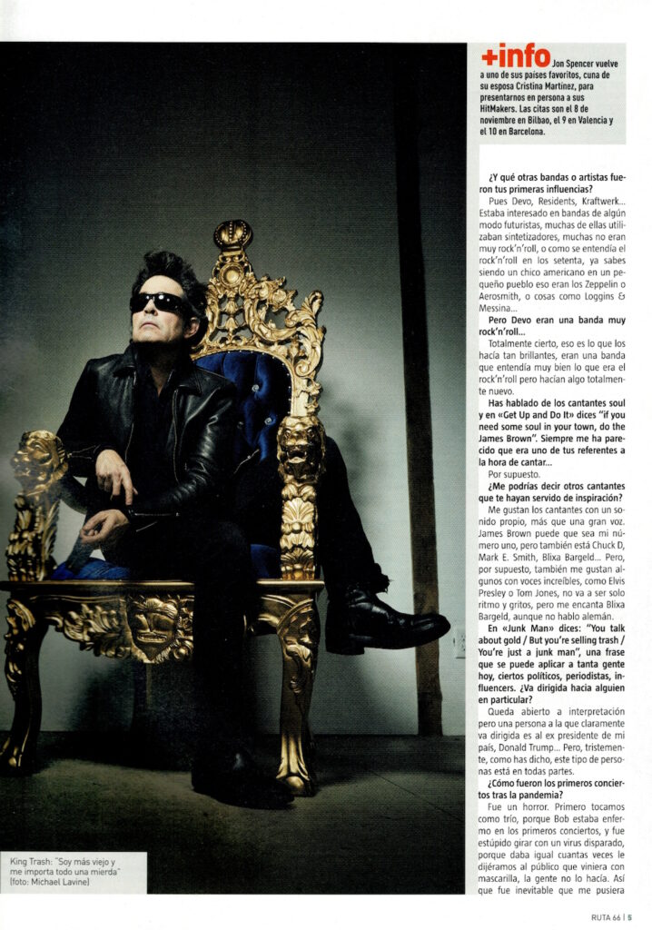 Jon Spencer & the HITmakers - Ruta 66: Interview (PRESS, SPAIN)