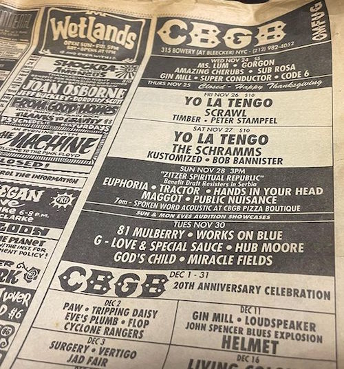 The Jon Spencer Blues Explosion – CBGB’s, New York City, New York, US (11 December 1993)