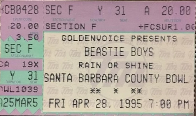 The Jon Spencer Blues Explosion - County Bowl, Santa Barbara, CA, US (28 April 1995) - Ticket