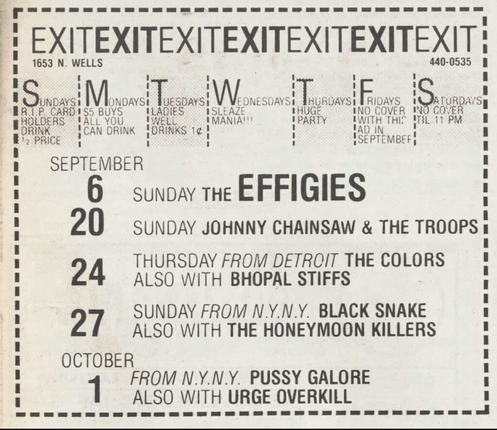Pussy Galore - Exit, Chicago, IL, US (1 October 1987)